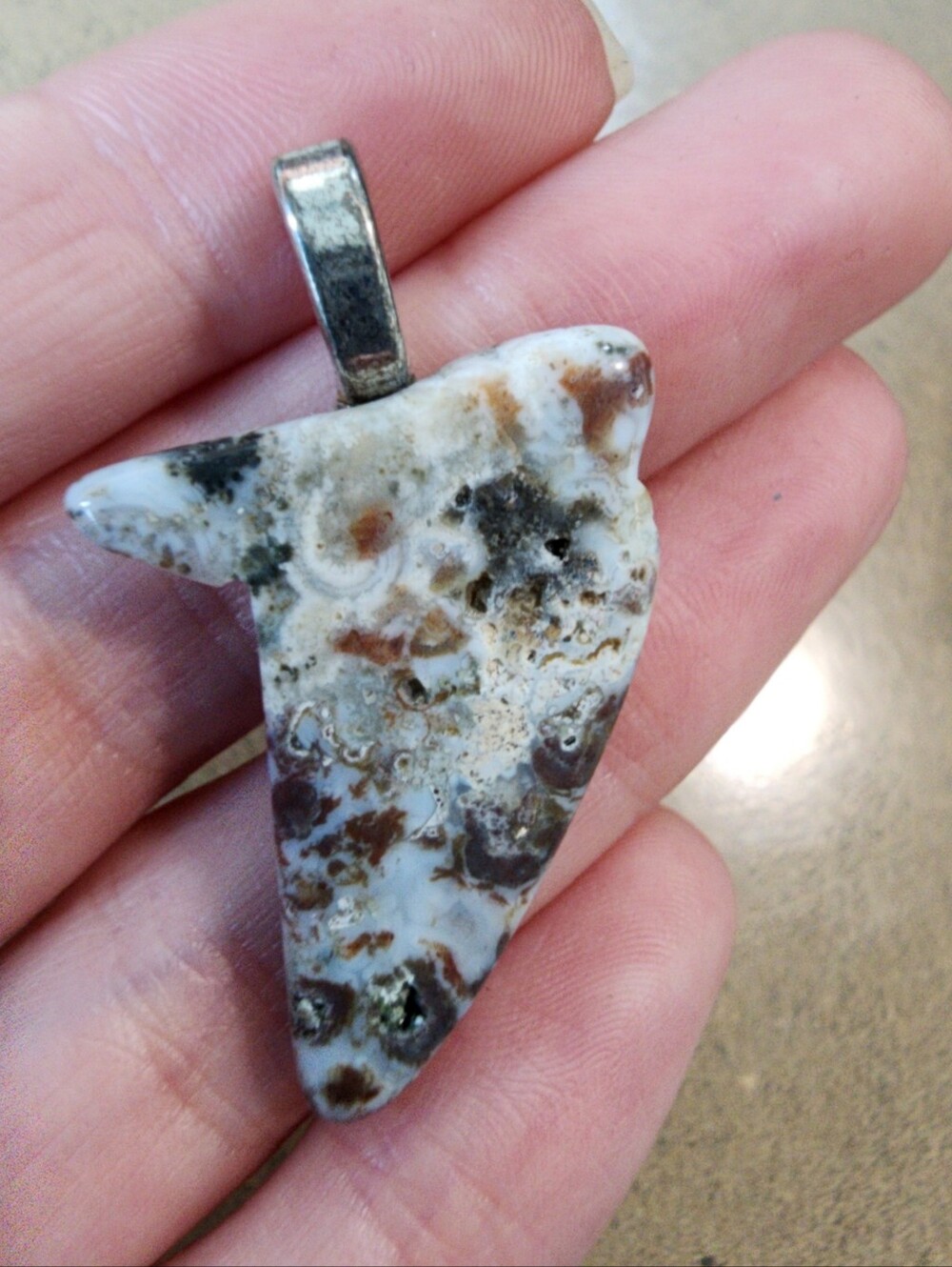 Handmade White and Brown Ocean Pendant